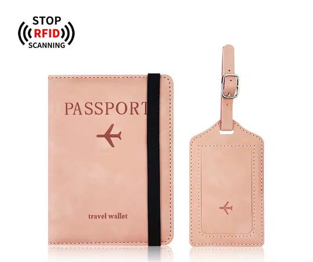 Vegan Leather Passport Holder & Luggage Tag Set
