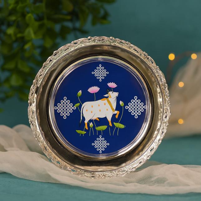 5.5in Silver Plated Pichwai Plate (Size S)