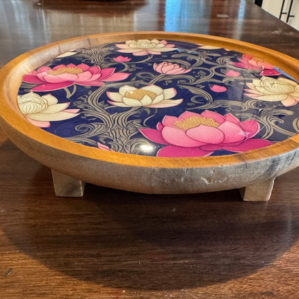 8in Round Wooden Riser/Platter for Serving and Decor