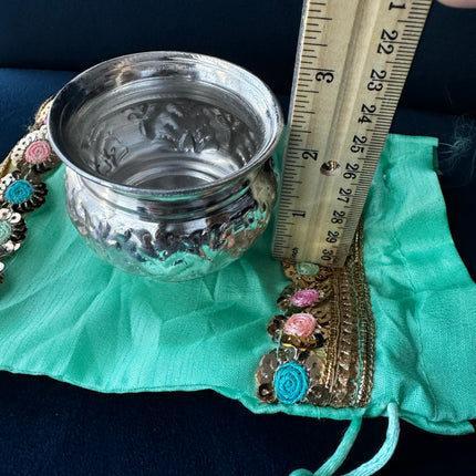 German Silver Bowl with Potli Gift Bag