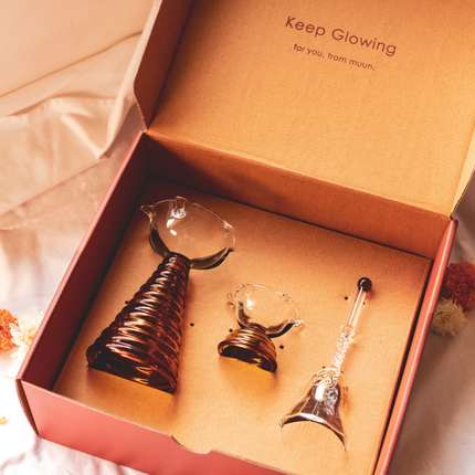 Festive Gift Box - Tall Diya + Short Diya + Ringing Bell: Amber