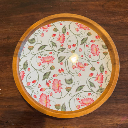 8in Round Wooden Riser/Platter for Serving and Decor