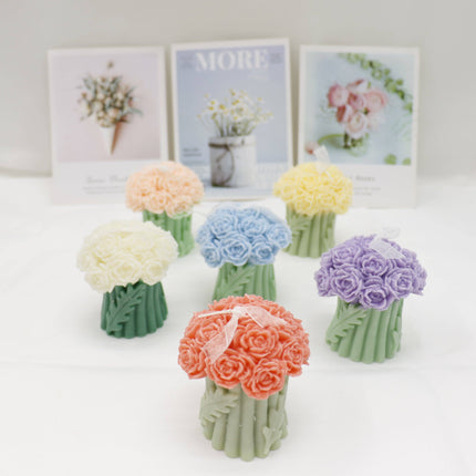 Rose Bouguet Scented Mix Color Candle SS41106-35.. (12PC): ASSORTED