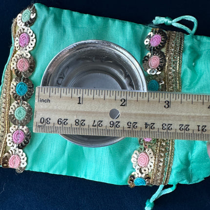 German Silver Bowl with Potli Gift Bag