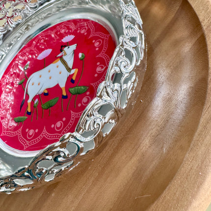 5.5in Silver Plated Pichwai Plate (Size S)