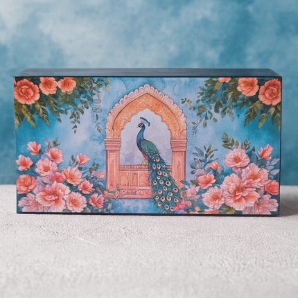 Candle Gift Set – Luxury Marbled Pillar Candles in Peacock Keepsake Box