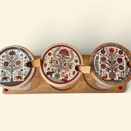 Set of Three Ethnic Spice/Condiment Jars