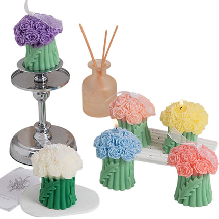 Rose Bouguet Scented Mix Color Candle SS41106-35. (12PC): ASSORTED