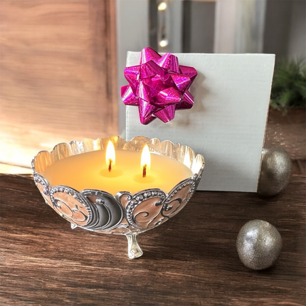 Luxury Candle in Silver Plated Bowl