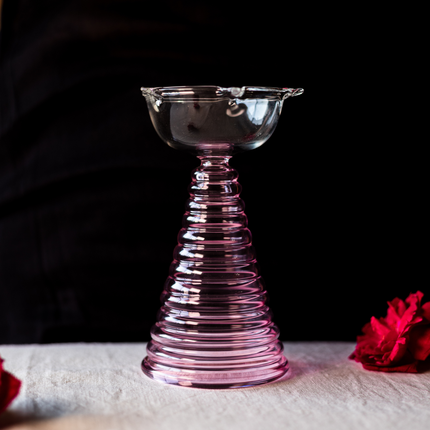Tall Glass Diya: Amber / Glass
