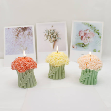 Rose Bouguet Scented Mix Color Candle SS41106-35.. (12PC): ASSORTED