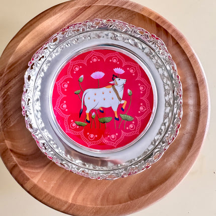 5.5in Silver Plated Pichwai Plate (Size S)