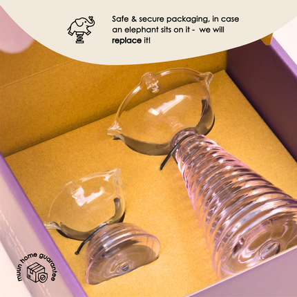Glass Diya Pair Gift Set - Tall & Short Diyas: Amber / Glass