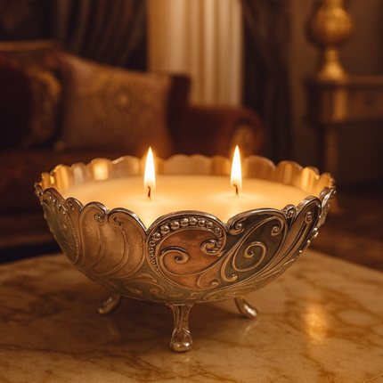 Luxury Candle in Silver Plated Bowl