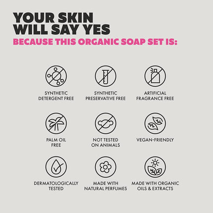 Organic Soap Bar (Set of 8) - Natural Soap Made in Greece | Nuorishing Shea Butter, Olive Oil, Lavander and Sandalwood, Aloe Vera & Cucumber Extract | Jabones Artesanales Naturales