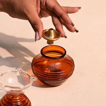 Kalash Lamp: Amber / Glass & Brass