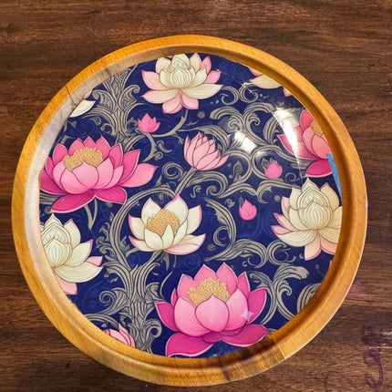 8in Round Wooden Riser/Platter for Serving and Decor