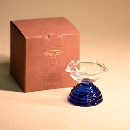 Blue Glass Diya Oil Lamp/ Tea Light Holder - Short