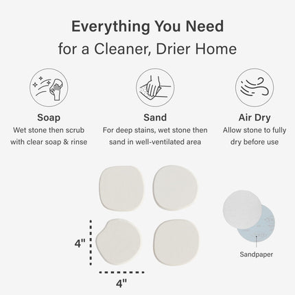 Dorai Home Stone Coaster Set – 4 Absorbent Diatomite Coasters for Instant Drying, Modern Design, Slate Stone
