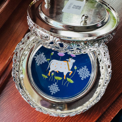 5.5in Silver Plated Pichwai Plate (Size S)