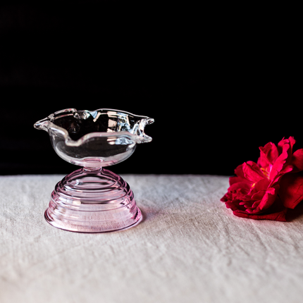 Short Glass Diya: Pink / Glass