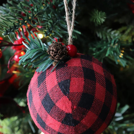 12 Piece Rustic Christmas Tree Ornaments, Farmhouse Christma Decoration, Natural Jute Burlap Christmas Ball