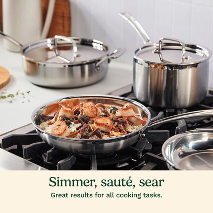 Cuisinart 12-Piece Cookware Set, MultiClad Pro Triple Ply Stainless Steel Cookware Set, Heat Surround Technology, Cool Grip Stick Handles, Oven Safe Up to 500°F, MCPS-12N, Silver