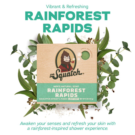 Dr. Squatch Natural Bar Soap for Men Variety Gift Set - Cold Process Soap No Harsh Chemicals - Rainforest Rapids, Coconut Castaway, Fresh Falls, Summer Citrus & Eucalyptus Greek Yogurt (5 oz, 5-Pack)