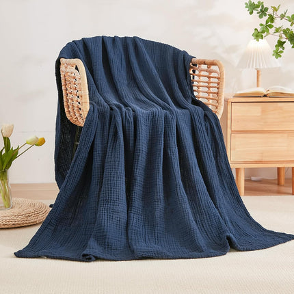 EMME Muslin Throw Blanket 100% Cotton Blankets for Couch Breathable Gauze All Season Soft and Lightweight Pre-Washed (Teal, 50"x70")