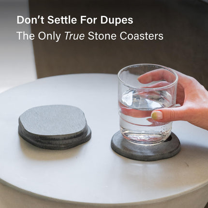 Dorai Home Stone Coaster Set – 4 Absorbent Diatomite Coasters for Instant Drying, Modern Design, Slate Stone
