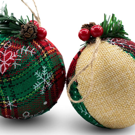 12 Piece Rustic Christmas Tree Ornaments, Farmhouse Christma Decoration, Natural Jute Burlap Christmas Ball