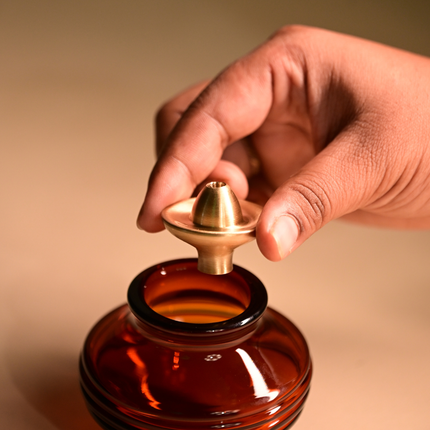 Kalash Lamp: Amber / Glass & Brass