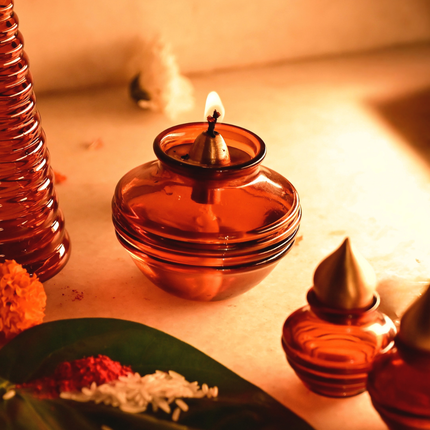 Kalash Lamp: Amber / Glass & Brass
