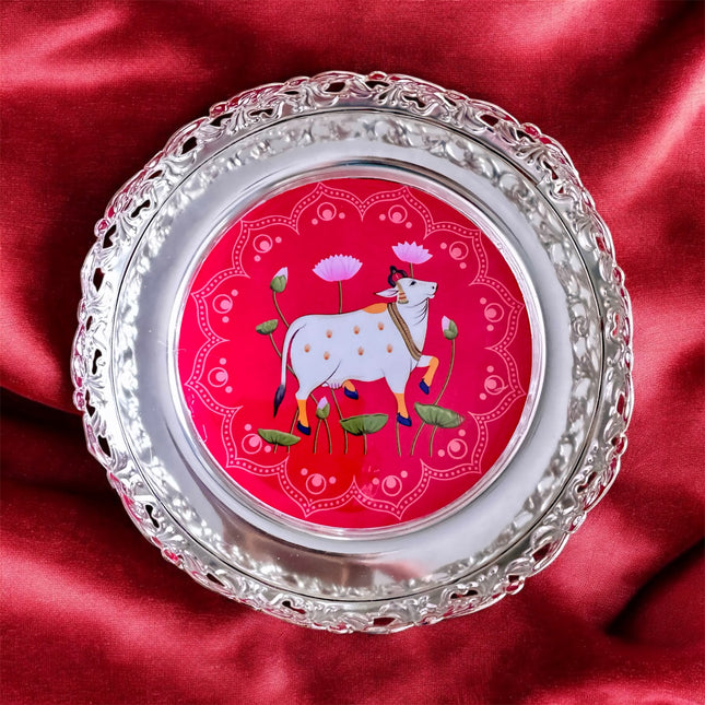 5.5in Silver Plated Pichwai Plate (Size S)