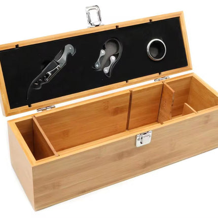 Eco-Luxury Bamboo Wine Gift Set | 5-Piece Bar Tool Kit with Corkscrew & Free Sustainable Custom Label