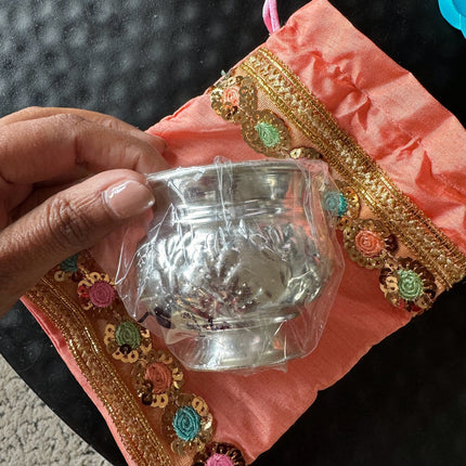 German Silver Bowl with Potli Gift Bag