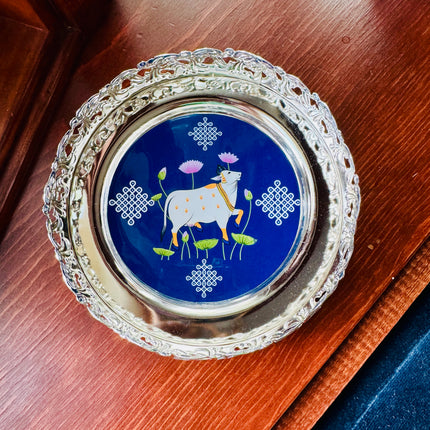 5.5in Silver Plated Pichwai Plate (Size S)
