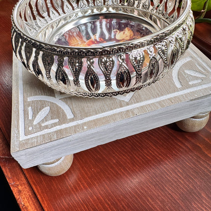 6in Silver Plated Ravivarma Painting Inspired Tray