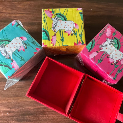 Bulk Pack 7pcs Pichwai Design Wooden Box 6x6in