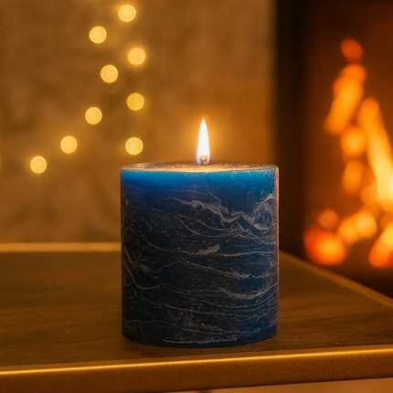 Candle Gift Set – Luxury Marbled Pillar Candles in Peacock Keepsake Box