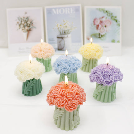 Rose Bouguet Scented Mix Color Candle SS41106-35.. (12PC): ASSORTED