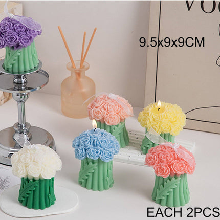 Rose Bouguet Scented Mix Color Candle SS41106-35.. (12PC): ASSORTED