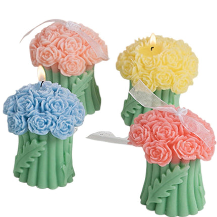 Rose Bouguet Scented Mix Color Candle SS41106-35. (12PC): ASSORTED