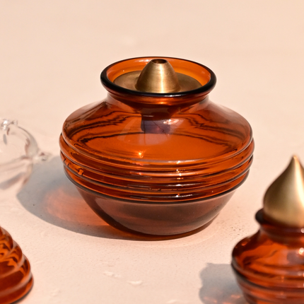 Kalash Lamp: Amber / Glass & Brass