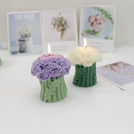 Rose Bouguet Scented Mix Color Candle SS41106-35.. (12PC): ASSORTED