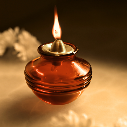 Kalash Lamp: Amber / Glass & Brass
