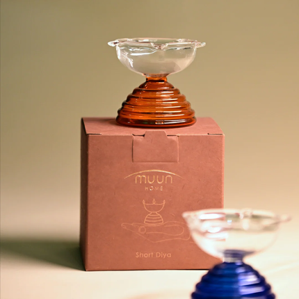 Short Glass Diya: Pink / Glass