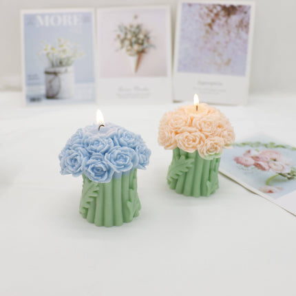 Rose Bouguet Scented Mix Color Candle SS41106-35.. (12PC): ASSORTED