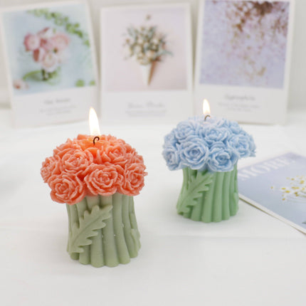 Rose Bouguet Scented Mix Color Candle SS41106-35.. (12PC): ASSORTED