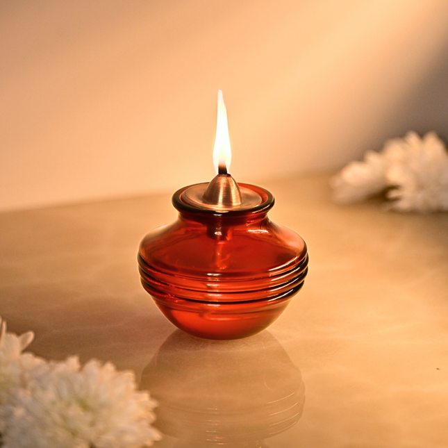 Kalash Lamp: Amber / Glass & Brass